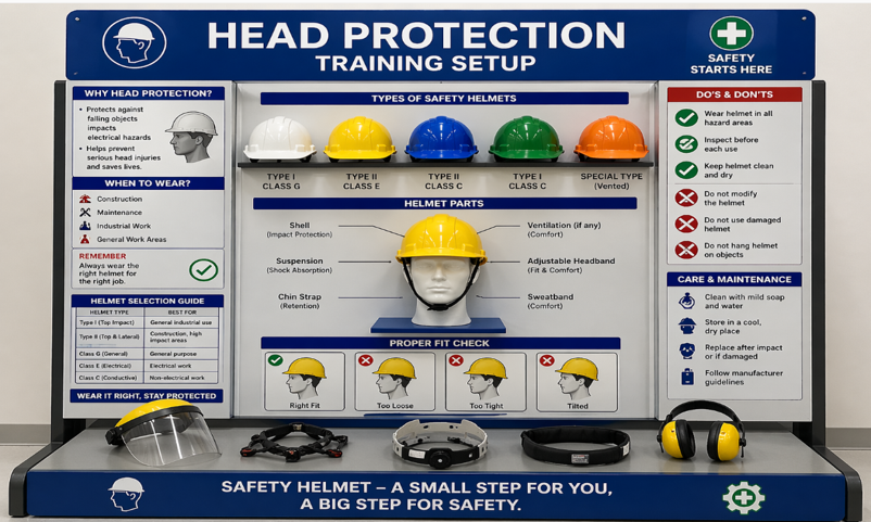 Head Protection Training Setup at the ICAT Safety Excellence Centre